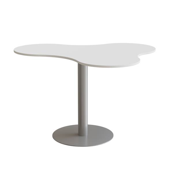 Cafebord amøbeformet 120x150cm højde 90cm grå laminat på alugråt stel