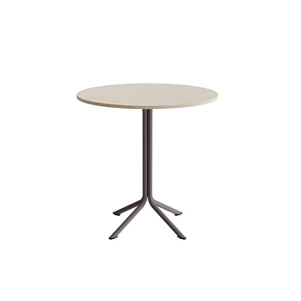 Atlas cafébord Ø90cm i hvidpigmenteret eg med gråt stel, højde 90cm