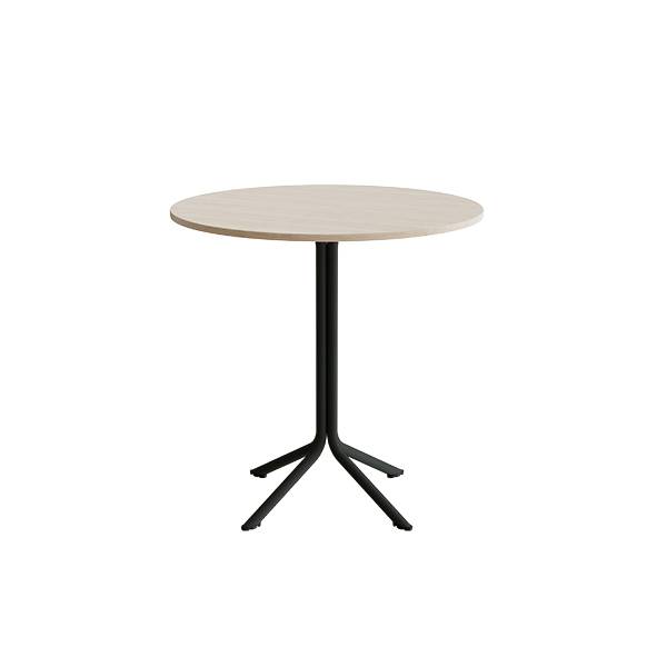 Atlas cafébord Ø90cm i hvidpigmenteret eg med sort stel, højde 90cm