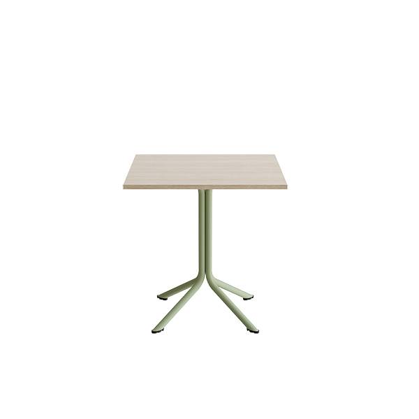Atlas cafébord 70x70cm i hvidpigmenteret eg med grønt stel, højde 72cm