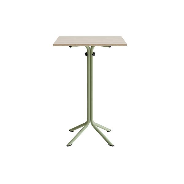 Atlas cafébord 70x70cm i hvidpigmenteret eg med grønt stel, højde 108cm