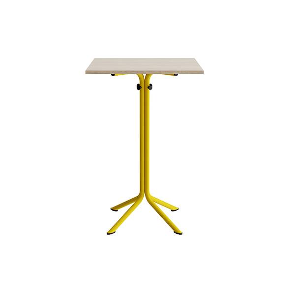 Atlas cafébord 70x70cm i hvidpigmenteret eg med gult stel, højde 108cm