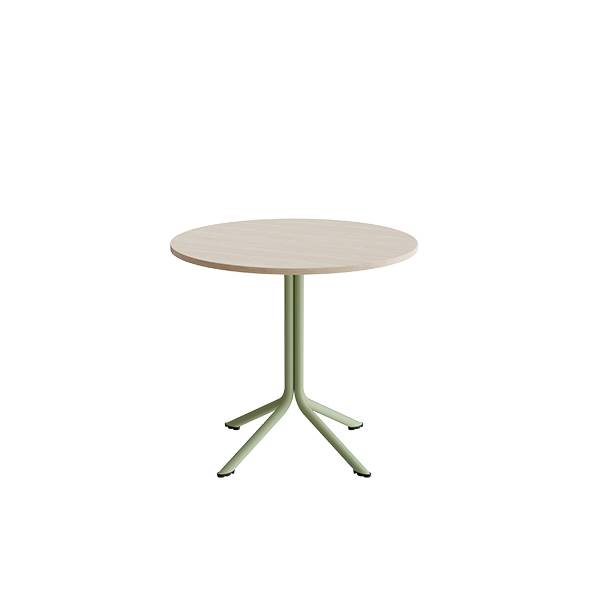 Atlas cafébord Ø80cm i hvidpigmenteret eg med grønt stel, højde 72cm