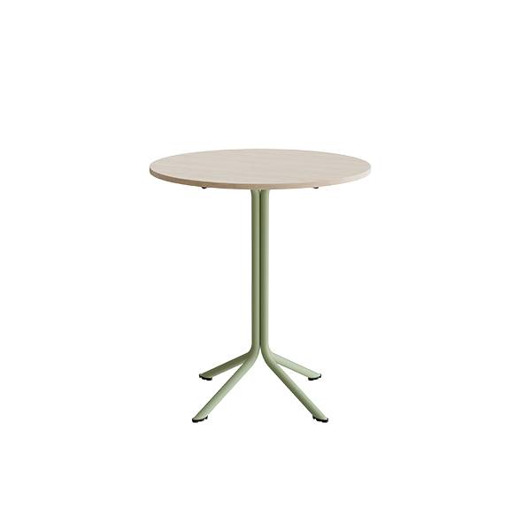 Atlas cafébord Ø80cm i hvidpigmenteret eg med grønt stel, højde 90cm