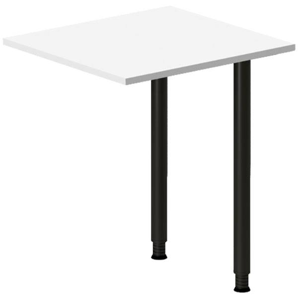 Office skrivebord tilbygning 60x60cm i hvid med sort stel