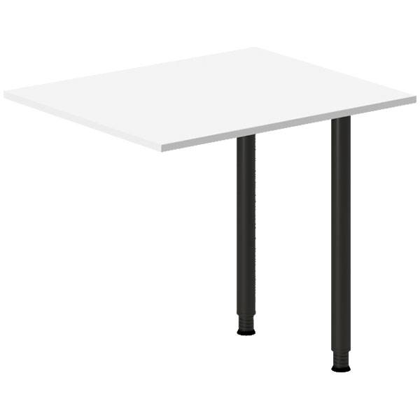 Office skrivebord tilbygning 80x60cm i hvid med sort stel