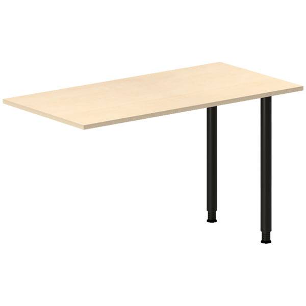 Office skrivebord tilbygning 120x60cm i birk med sort stel