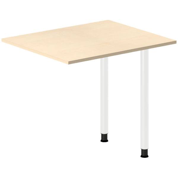 Office skrivebord tilbygning 80x60cm i birk med hvidt stel