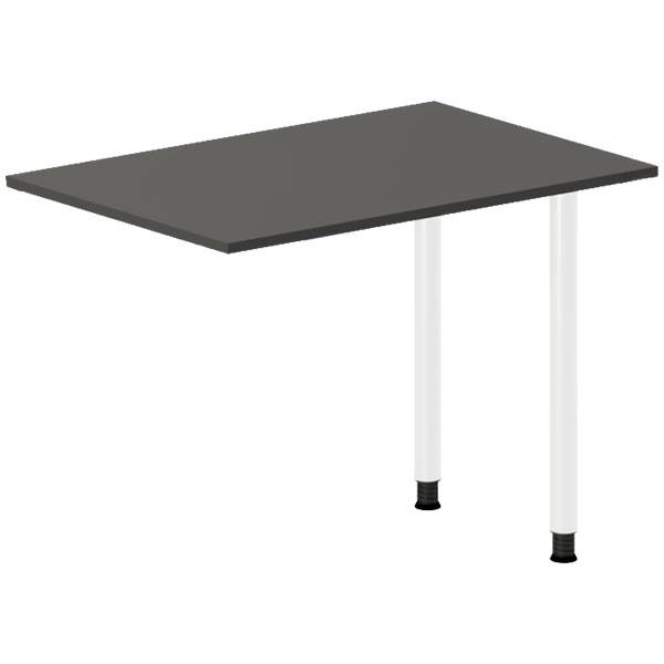 Office skrivebord tilbygning 100x60cm i antracit med hvidt stel