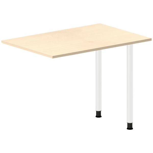 Office skrivebord tilbygning 100x60cm i birk med hvidt stel