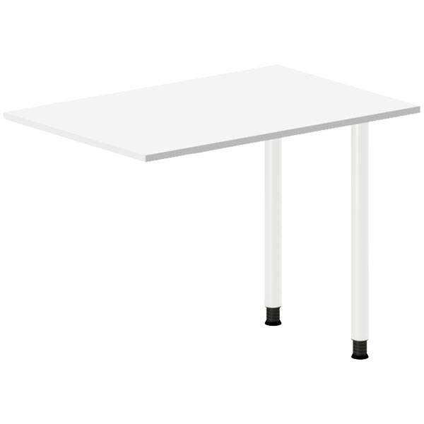 Office skrivebord tilbygning 100x60cm i hvid med hvidt stel