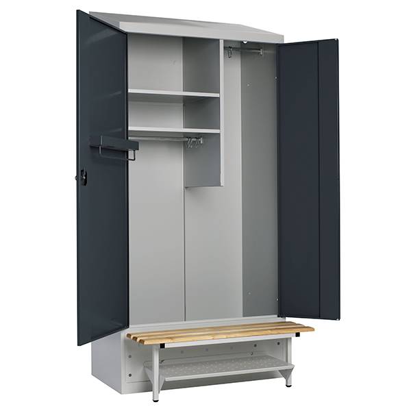PRO Garderobeskab 1x1000mm med skråt tag, antracit døre og greb til hængelås