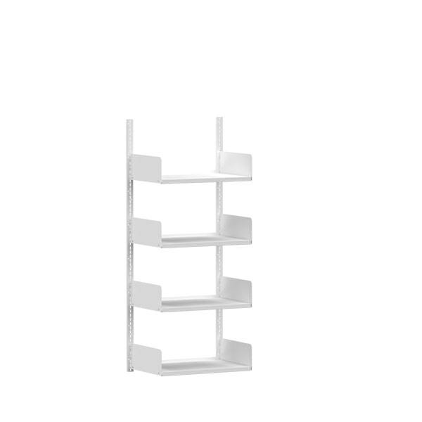 Kontorreol i stål til væg 1500x600x400mm hvid grundsektion