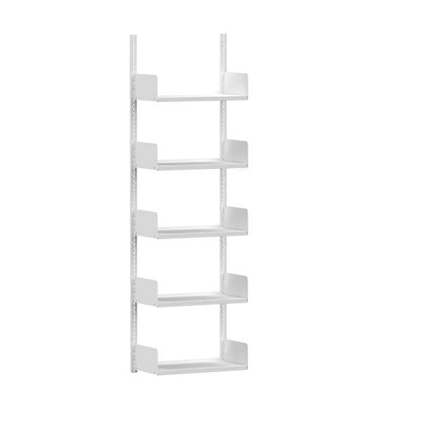 Kontorreol i stål til væg 2000x600x300mm hvid grundsektion