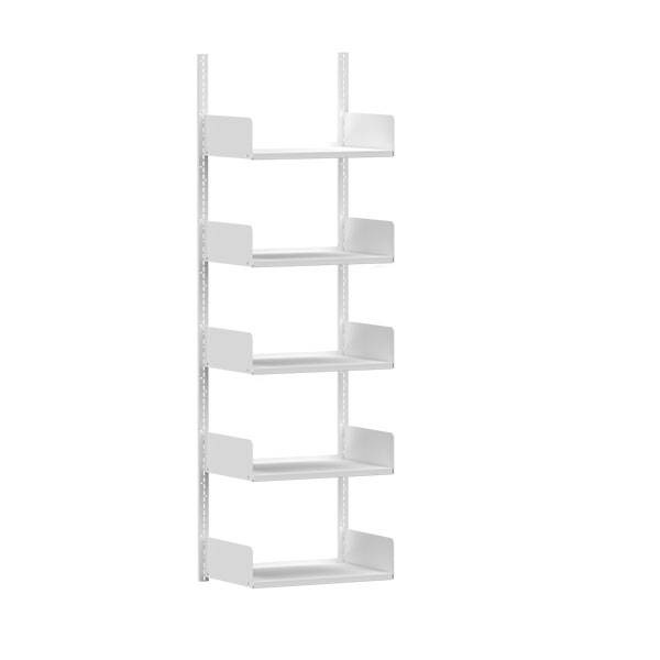 Kontorreol i stål til væg 2000x600x400mm hvid grundsektion