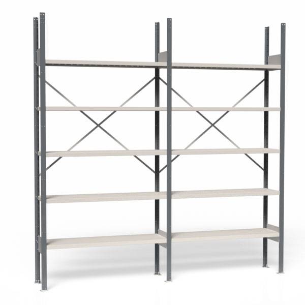 Lagerreol V06 med åben gavl 2100x2000x300mm galvaniseret