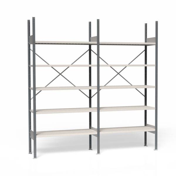 Lagerreol V06 med åben gavl 2100x2000x400mm galvaniseret