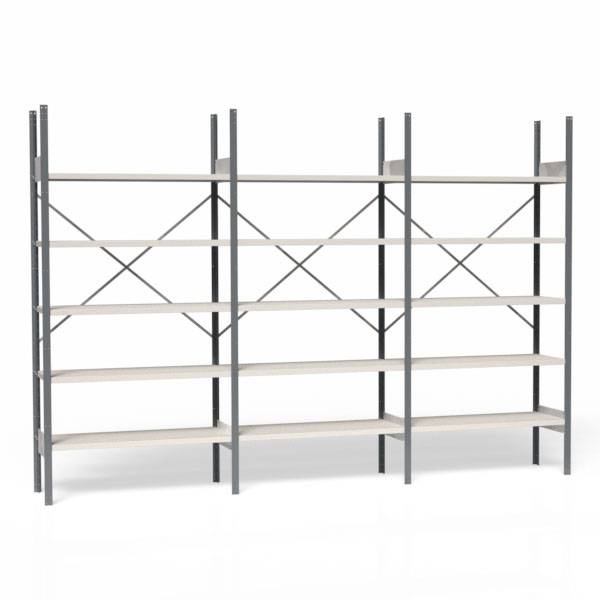Lagerreol V06 med åben gavl 2100x3000x400mm galvaniseret