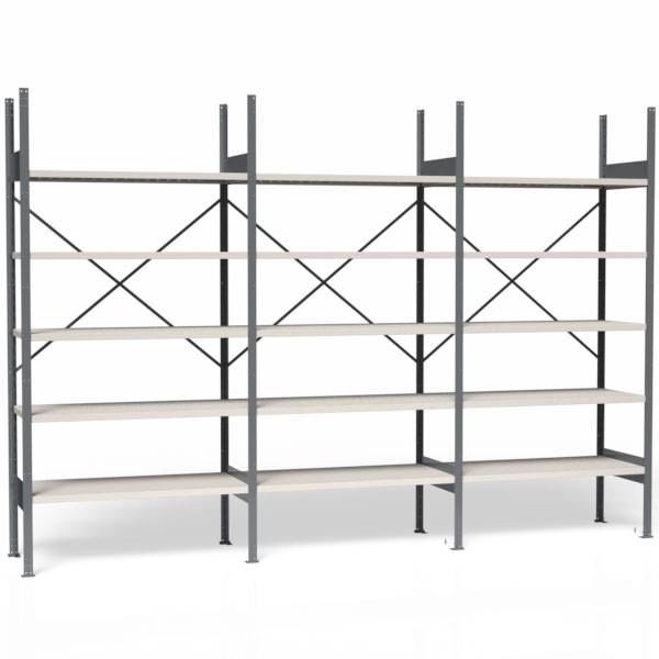 Lagerreol V06 med åben gavl 2100x3000x500mm galvaniseret
