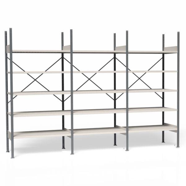 Lagerreol V06 med åben gavl 2100x3000x600mm galvaniseret