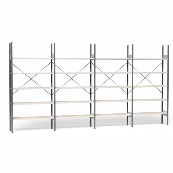 Lagerreol V06 med åben gavl 2100x4000x300mm galvaniseret