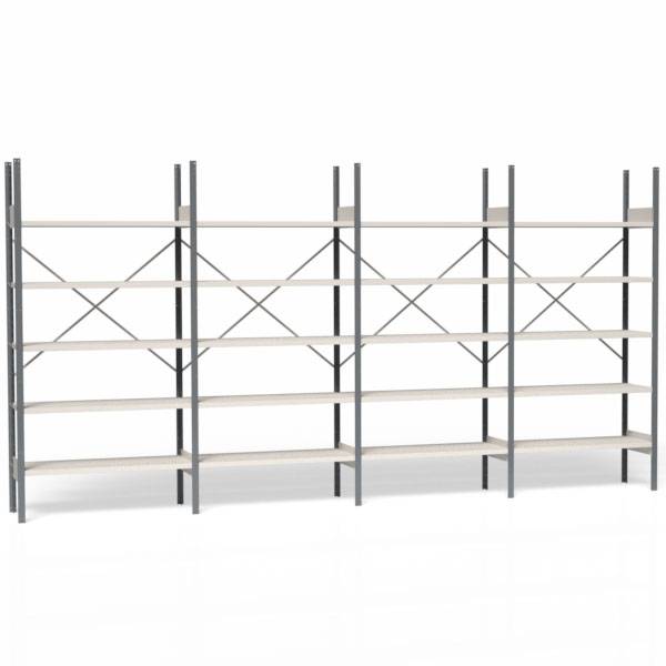Lagerreol V06 med åben gavl 2100x4000x400mm galvaniseret