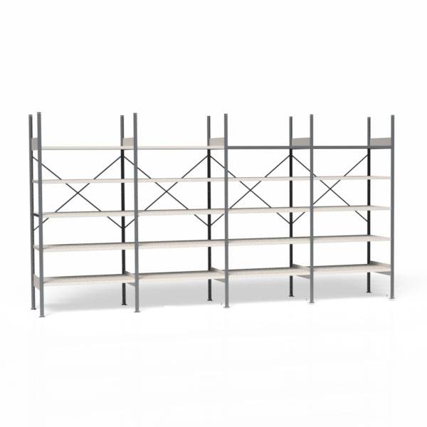 Lagerreol V06 med åben gavl 2100x4000x600mm galvaniseret