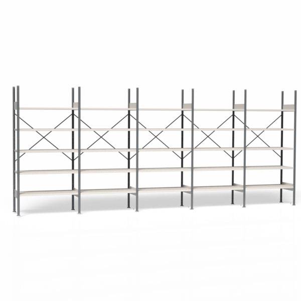 Lagerreol V06 med åben gavl 2100x5000x500mm galvaniseret