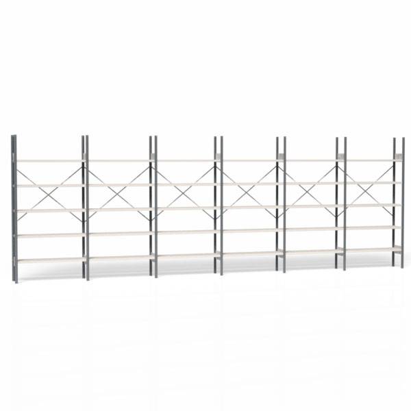 Lagerreol V06 med åben gavl 2100x6000x300mm galvaniseret