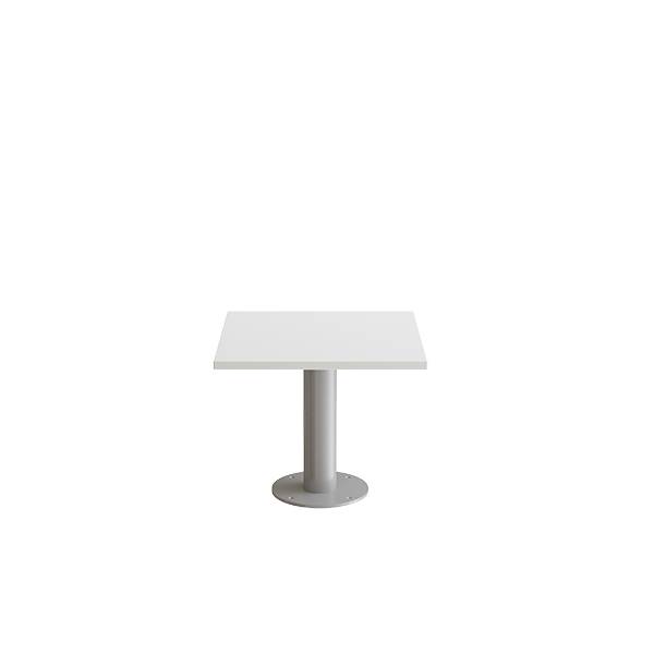 Cirkum bord 60x60cm 50cm høj i hvid laminat med alugråt stel