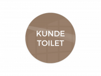 Skilt "KUNDE TOILET" Ø10cm aluminium caffe latte