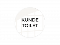 Skilt "KUNDE TOILET" Ø10cm aluminium hvid