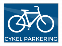 Skilt "CYKEL PARKERING" 18x13 cm aluminium blå