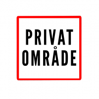 Skilt "PRIVAT OMR&Aring;DE" 20x20cm i aluminium hvid og r&oslash;d