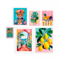 Galleripakke Colour Up med 6 indrammede kunsttryk i trendy farver