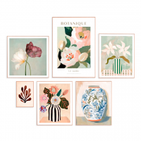Galleripakke Flower Up med 6 indrammede blomster- og plantemotiver