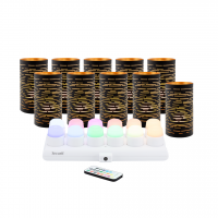 Securit CORSICA sort og guld metal stager med farvede LED lys, 12 stk