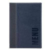 Securit Trendy menukort A5 med 4 lommer og blåt omslag
