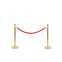 Securit Classic Gold afspærringssæt med 2 stolper, fod og rødt reb