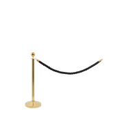 Securit afsp&aelig;rringss&aelig;t med sort reb og 1 stolper guldfarvet