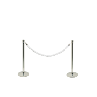 Securit afsp&aelig;rrings&aelig;t med hvid reb og 2 stolper i rustfrit st&aring;l