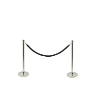 Securit afsp&aelig;rrings&aelig;t med sort reb og 2 stolper i rustfrit st&aring;l