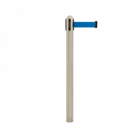 Securit afspærringsstolpe i stål med blåt udtræksbånd