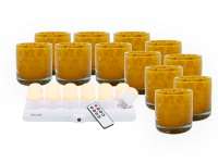 Securit AYLA orange glasstager med hvidt LED lys, 12 stk