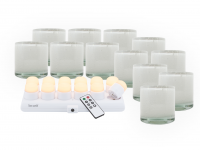 Securit AYLA hvid glasstager med hvidt LED lys, 12 stk