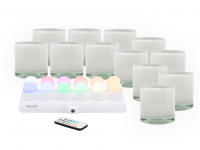 Securit AYLA hvide glasstager med farvede LED lys, 12 stk