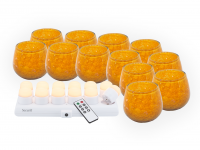 Securit LUNA orange glasstager med hvidt LED lys, 12 stk