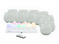 Securit LUNA hvide glasstager med farvede LED lys, 12 stk