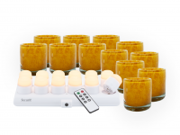 Securit MANI orange glasstager med hvidt LED lys, 12 stk