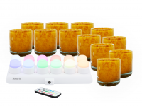 Securit MANI orange glasstager med farvede LED lys, 12 stk